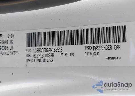 2010 Chrysler Sebring Touring z USA, uszkodzony, nr VIN 1C3BC5ED6AN153516